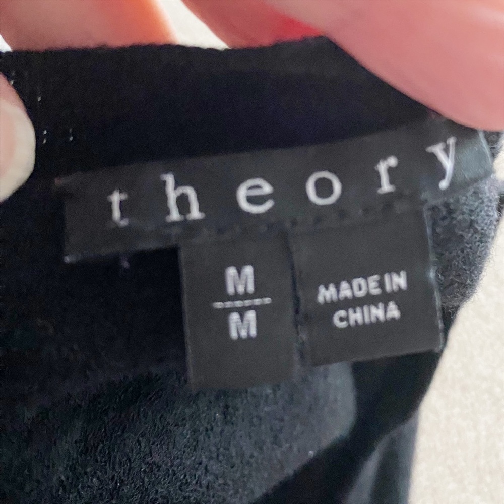 Theory 94% Wool Black Button Up Sweater Size Medi… - image 6